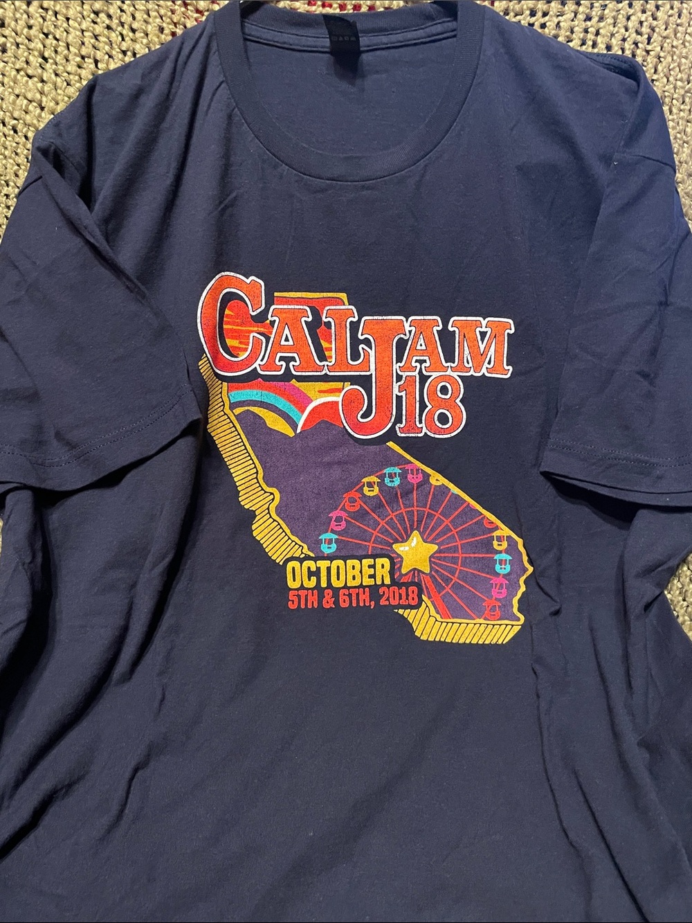 Tultex Navy CAL JAM 18 Graphic Tee with Colorful Ferris Wheel Art